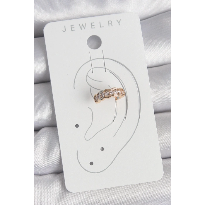 BFS Pirinç Gold Renk Zirkon Taşlı Kadın Kıkırdak Küpe