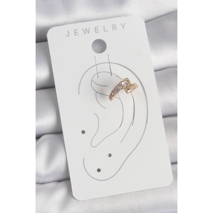 BFS Pirinç Gold Renk Zirkon Taşlı Kadın Kıkırdak Küpe