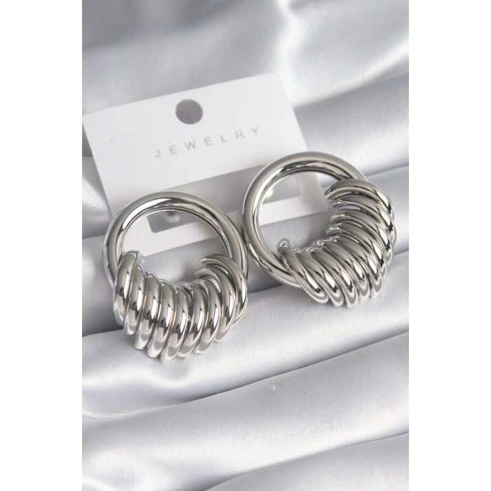 ÇOK SATAN BFS Pirinç Gümüş Renk Halka Sarmal Model Kadın Küpe