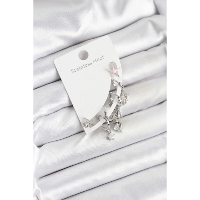 ÇOK SATAN BFS Pirinç Gümüş Renk Set Küpe