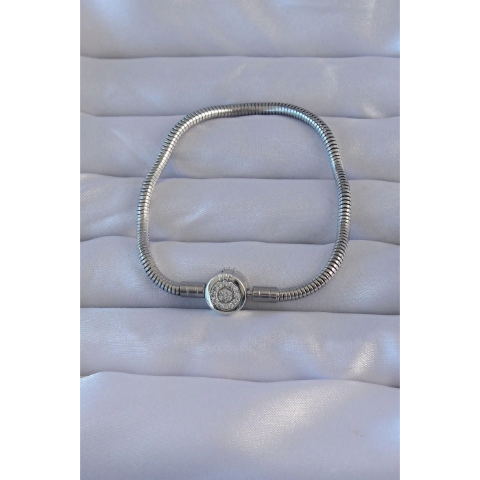ÇOK SATAN BFS Pirinç Gümüş Renk Zirkon Taşlı Charm Bileklik