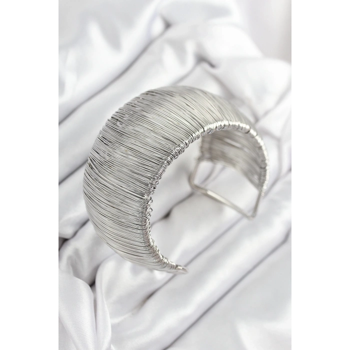 BFS Pirinç Tel Sarma Model Gümüş Renk Kadın Bileklilk