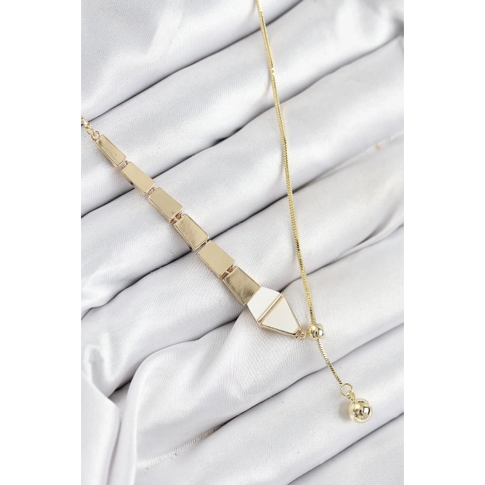 BFS Pirinç Yılan Model Gold Renk Asansörlü Kadın Kolye