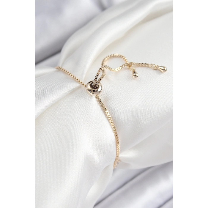 BFS Pirinç Zirkon Taşlı Kiraz Model Gold Renk Asansörlü Kadın Bileklik