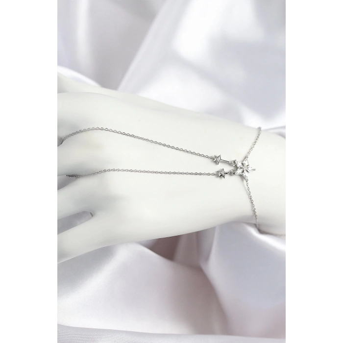 BFS Pirinç Zirkon Taşlı Yıldız Model Gümüş Renk Şahmeran