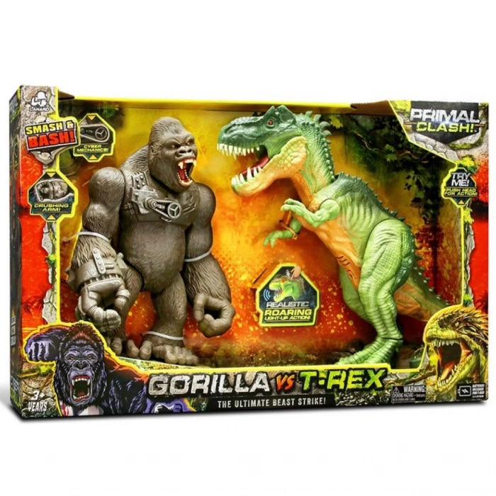 BFS   Primal Clash Gorilla vs T-rex Sesli Işıklı Oyun Seti