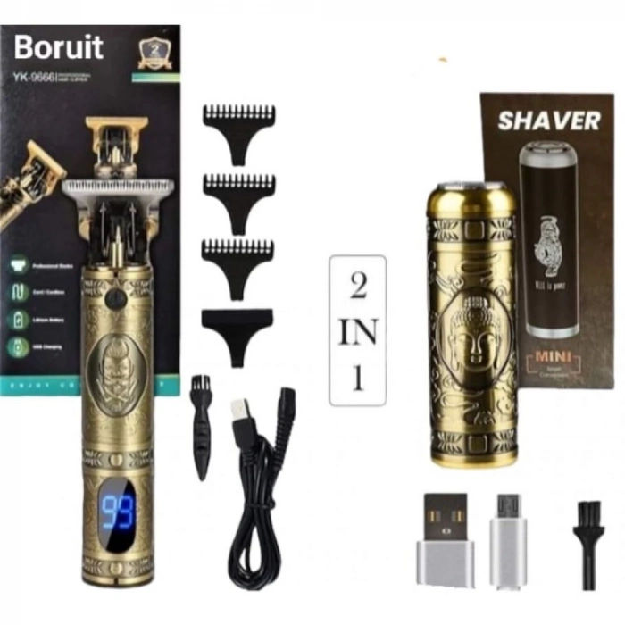 ÇOK SATAN BFS Pro 2 İn 1 Vintage Traş Makinesi Şarjlı Dijital Göstergeli Aliminyum Gövde