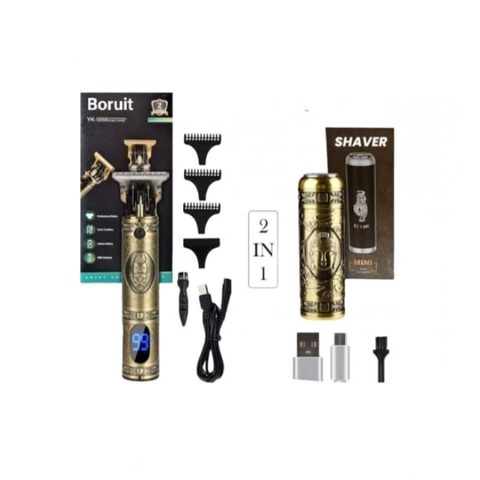 ÇOK SATAN BFS Pro 2 İn 1 Vintage Traş Makinesi Şarjlı Dijital Göstergeli Aliminyum Gövde