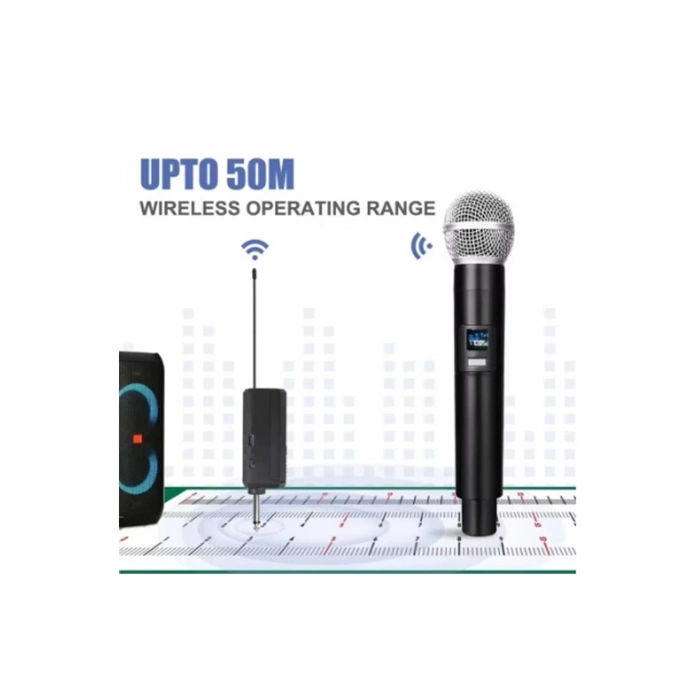 ÇOK SATAN BFS Profesyonel Çiftli Kablosuz Mikrofon Seti Karaoke Şarj Edilebilir 50 Metre Mesafe