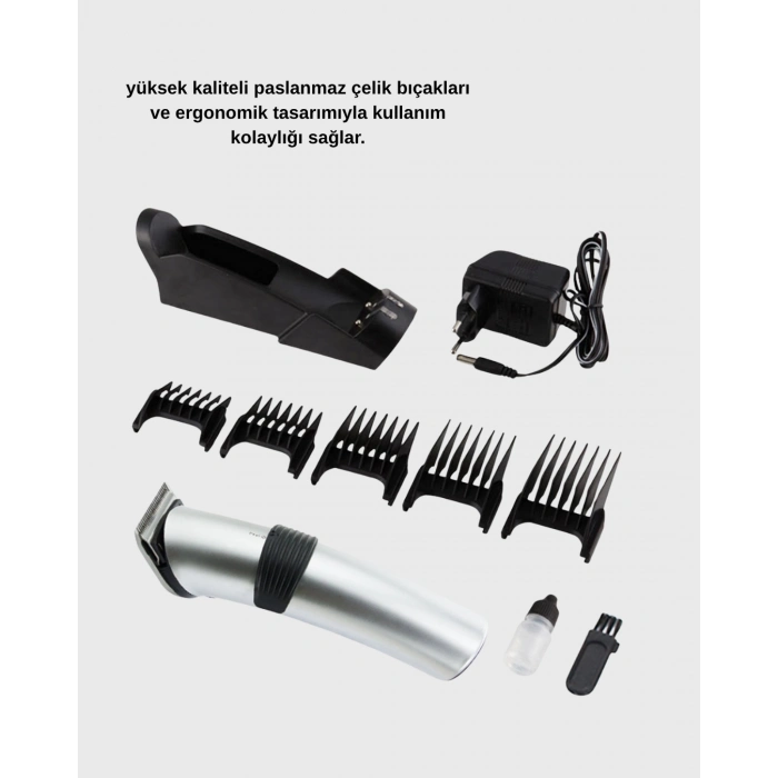 BFS Profesyonel Şarjlı Saç ve Sakal Kesme Makinesi – Paslanmaz Çelik Bıçaklı, Ergonomik ve Sessiz Motorlu