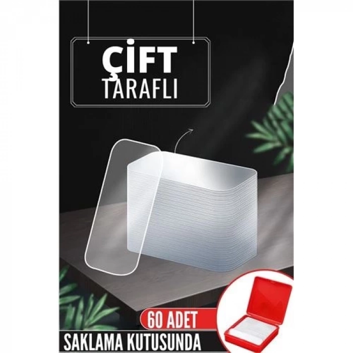 BFS  Pvc Nano Çift Taraflı Yapıştırıcı 60 ADET Sonsuz Alanda Kullanım