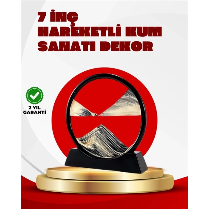 BFS Rahatlatıcı Kum Sanatı – Yuvarlak Cam Çerçeveli Hareketli Kum Resmi, Ofis ve Ev İçin Etkileşimli Masaüstü Süs