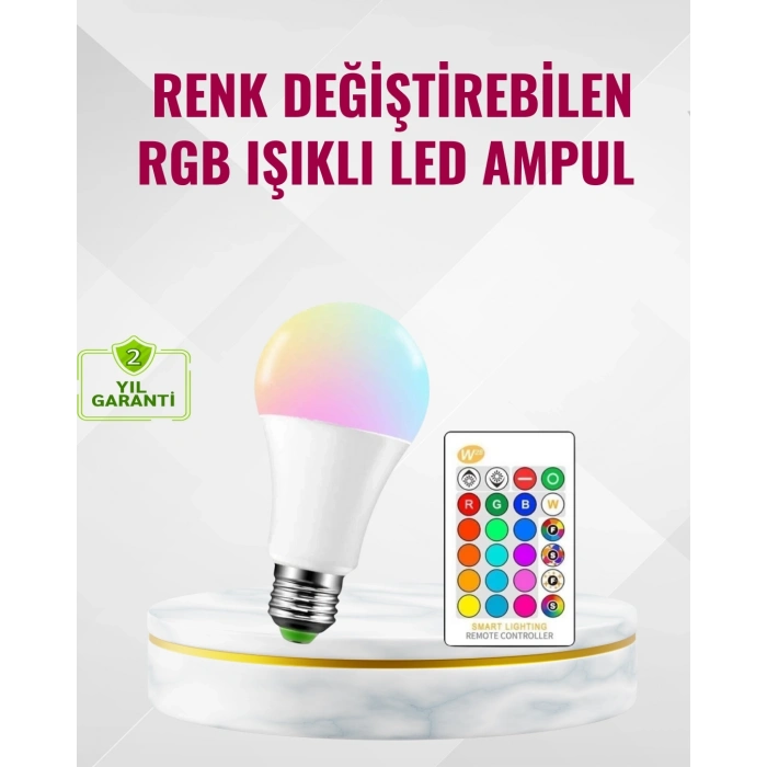 BFS RGB Uzaktan Kumandalı LED Ampul 16 Renk Dekoratif Aydınlatma
