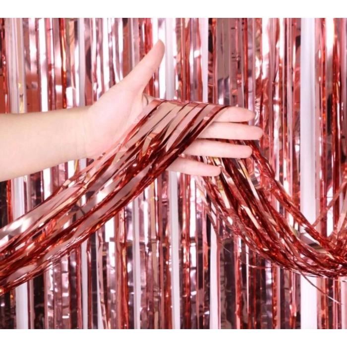BFS  Rose Gold Püsküllü Kapı Perdesi - Parti, Bekarlığa Veda, Doğum Günü 1x2 m