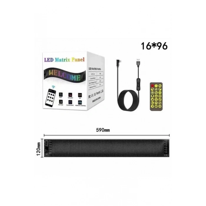 ÇOK SATAN BFS Rp1259 Led Matrix Panel 16x96cm Telefon Kontrollü Kayar Led Animasyon Aydınlatma