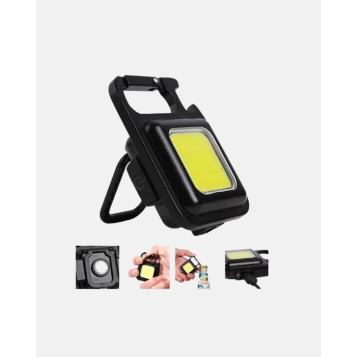 BFS Şarjlı COB LED Anahtarlık Fener – 4 Modlu, Manyetik ve Katlanabilir Standlı