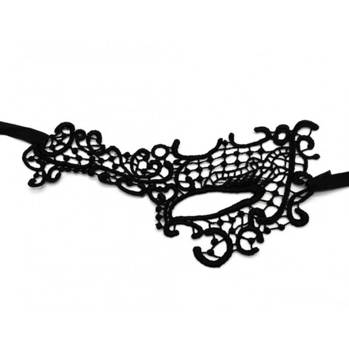 BFS   Siyah Renk Dantel Kesim Dantel İşlemeli Balo Parti Maskesi 13 No