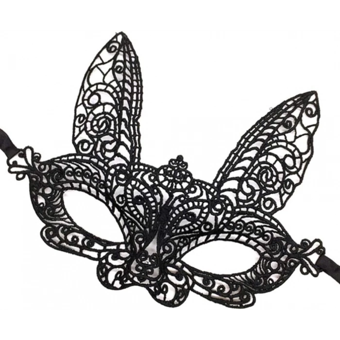 BFS   Siyah Renk Dantel Kesim Dantel İşlemeli Balo Parti Maskesi 7 No