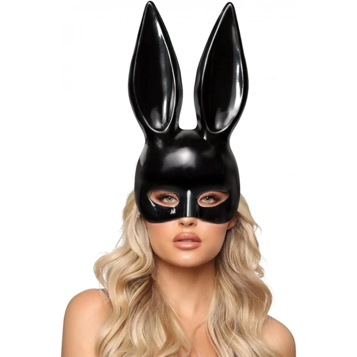 BFS Siyah Renk Ekstra Lüks Uzun Kulaklı Tavşan Maskesi 35x16 Cm