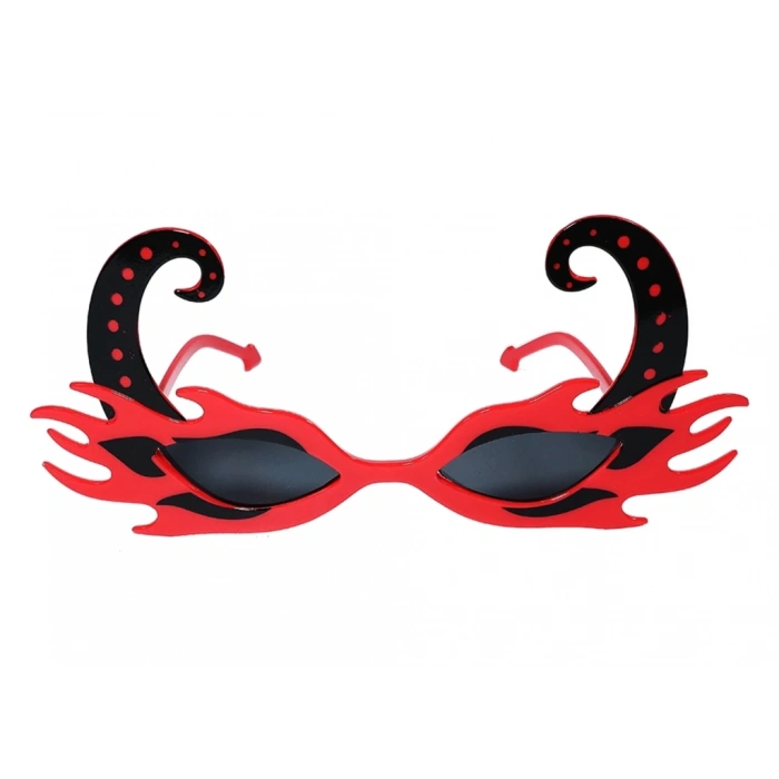 BFS   SiyahBoynuzluKırmızıRenkAlevliPartiGözlüğü21x10cm