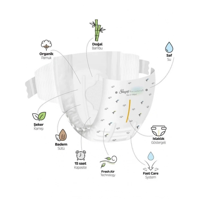 BFS   Sleepy Bio Natural Bebek Bezi Gross Paket 2 Beden 3-6 Kg 100 Adet