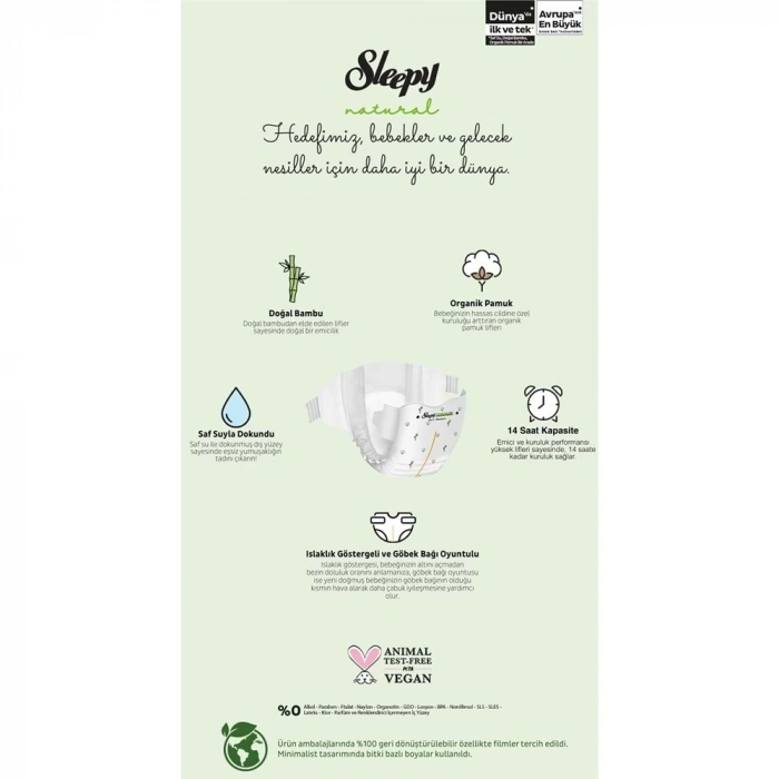 BFS   Sleepy Natural Bebek Bezi Gross Paket 2 Beden 3-6 Kg 100 Adet