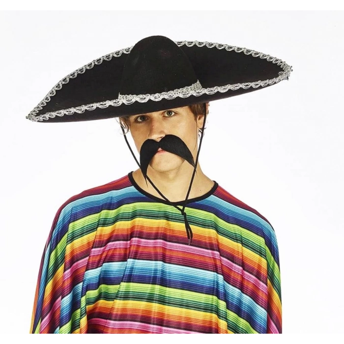 BFS   Sombrero Meksika Şapkası Mariachi Gümüş Şeritli Yetişkin Boy