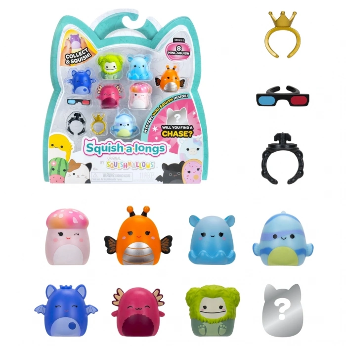 BFS Squish-a-longs 8 Figür + Yüzük Set Seri 2 Asorti