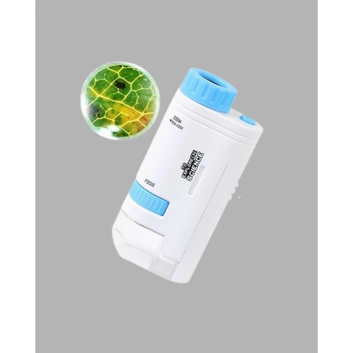 BFS Taşınabilir Mini Mikroskop LED Işıklı 80X–200X Büyütmeli ve Odak Ayarlı