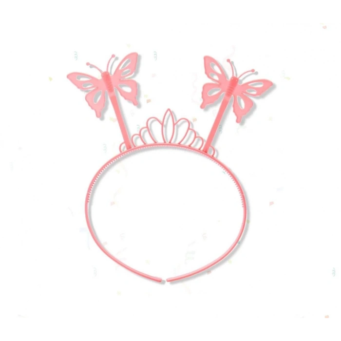 BFS   Toz Pembe Renk Kelebek Kanadı Tacı ve Sopası 50x37 cm