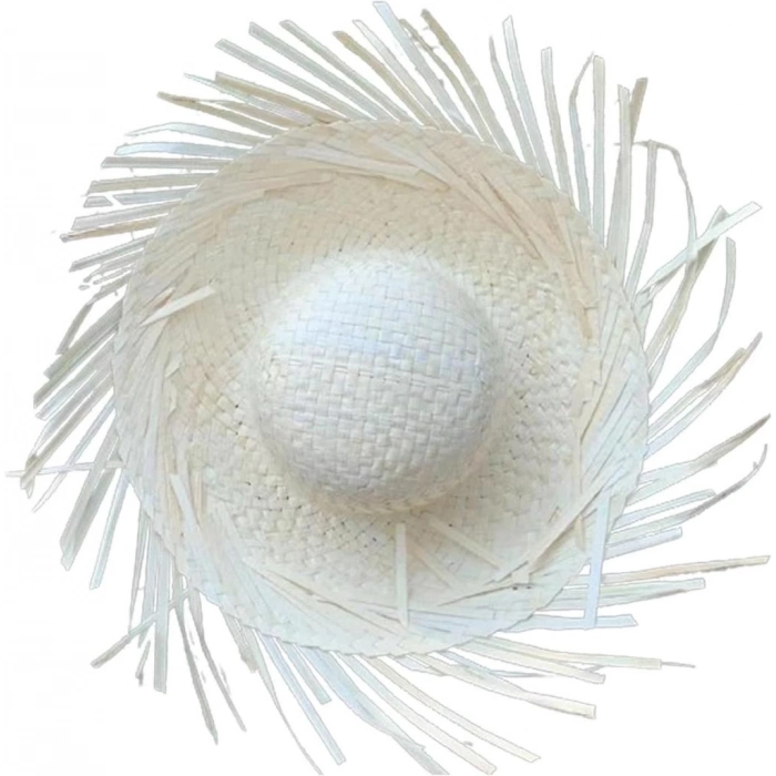 BFS   Tropikal Parti Beyaz Hasır Hawaii Şapkası 13x36 cm