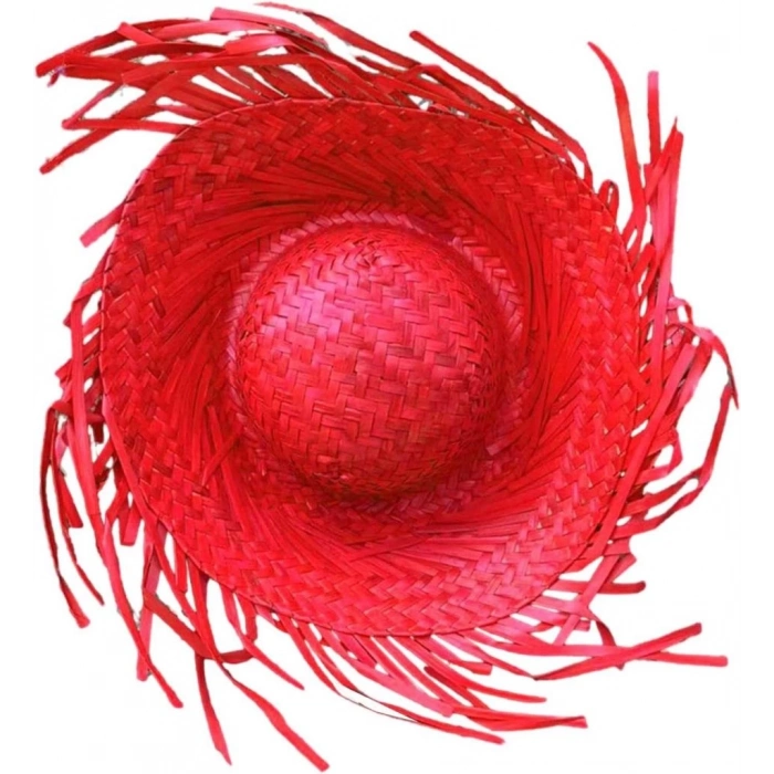 BFS   Tropikal Parti Kırmızı Hasır Hawaii Şapkası 13x36 cm