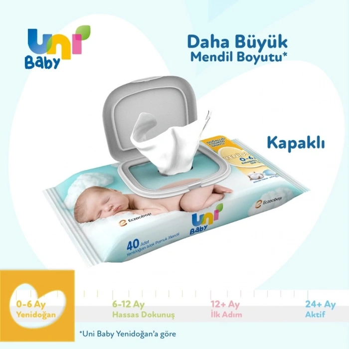BFS   Uni Baby Yenidoğan Islak Havlu Mendil 3Lü 120 Yaprak