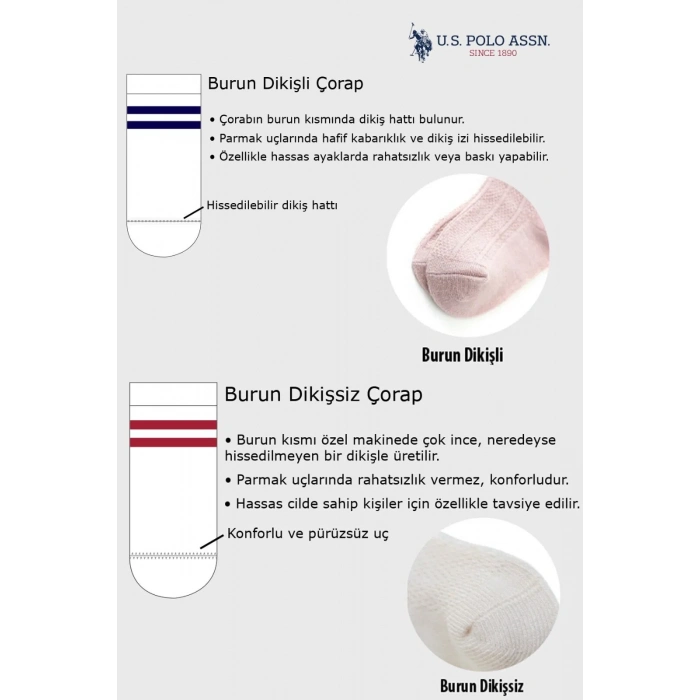 BFS   U.S.Polo Kız Bebek Çorap USB2208 Pudra Ekru Somon