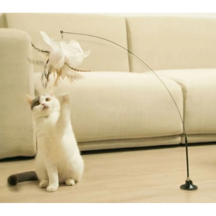 ÇOK SATAN BFS  Vantuzlu Tüylü Zilli Kedi Oyun Oltası