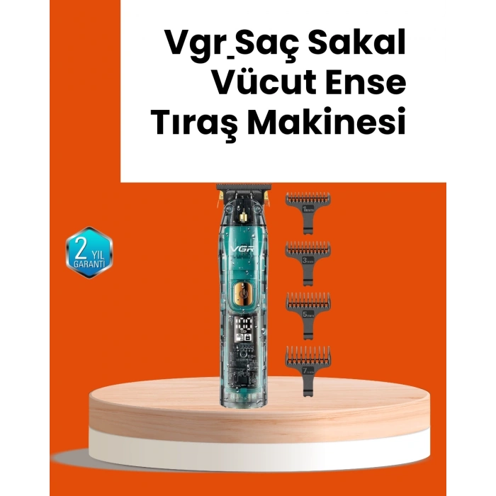BFS VGR V-695 Şarjlı Saç Sakal Tıraş Makinesi 2600mAh Batarya ve Kılavuz Taraklı