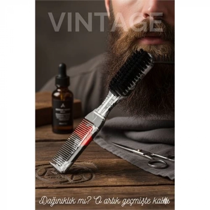 ÇOK SATAN BFS Vintage Sakal Bıyık Tarama Fırçası Çift Taraflı Sakal Tarak ve Fırça – Şekillendirici, Anti-Statik