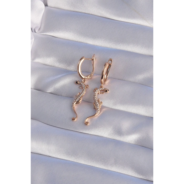 BFS XUPİNG Rose Renk Zirkon Taşlı Kertenkele Model Halka Küpe