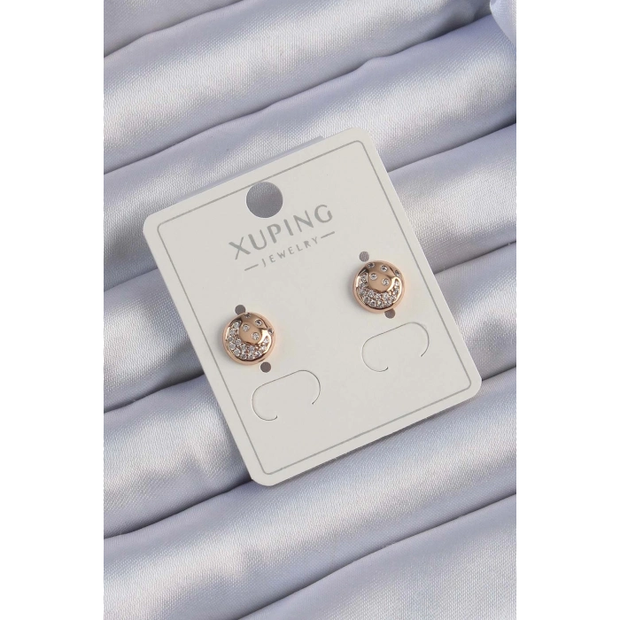 BFS Xuping Rose Renk Zirkon Taşlı Yansımalı Oval Küpe