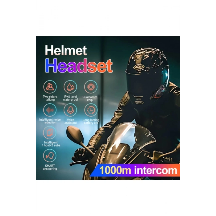 ÇOK SATAN BFS Yeni Model Y80-2x Motosiklet İntercom 2 Kişilik Bağlantı Rgb Işıklı Bluetooth Kulaklık Seti