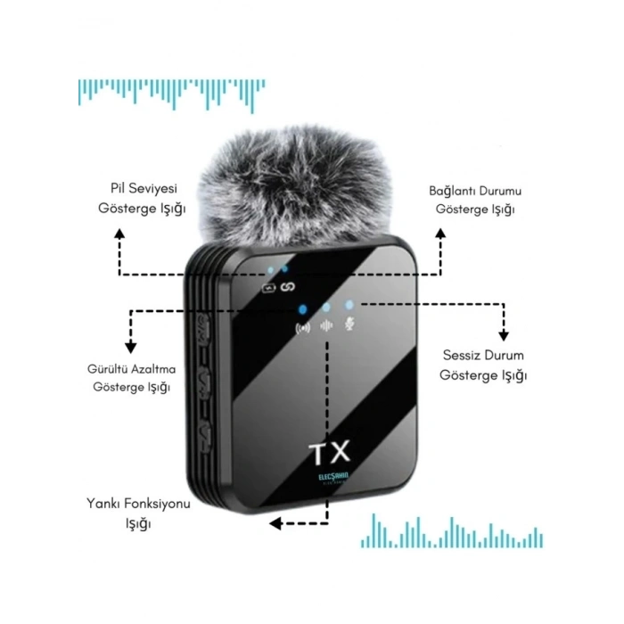 ÇOK SATAN BFS Yüksek Kalite Profesyonel 3 In 1 Kablosuz Taşınabilir Yaka Mikrofonu Tüylü