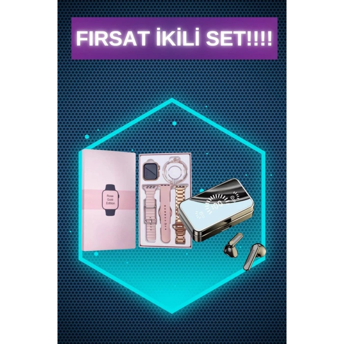 ÇOK SATAN Bileklikli Amoled Ekran Akıllı Saat ve Dijital Göstergeli Kablosuz Bluetooth Kulaklık ANC/ ENC