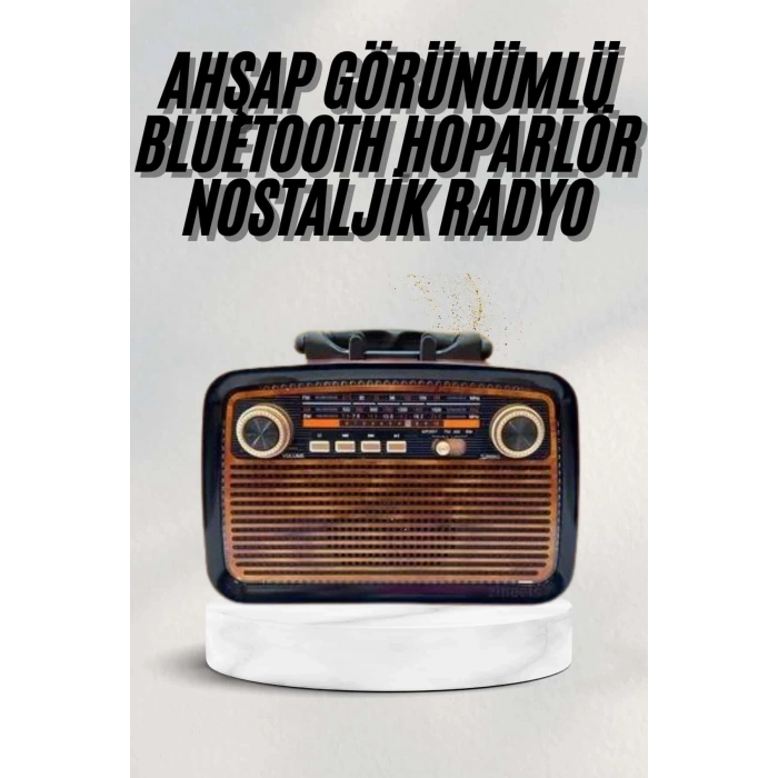ÇOK SATAN Bluetooth Hoparlör Ahşap Renk Vintage Işıklı Nostaljik Radyo Fm Ahşap Görünümlü