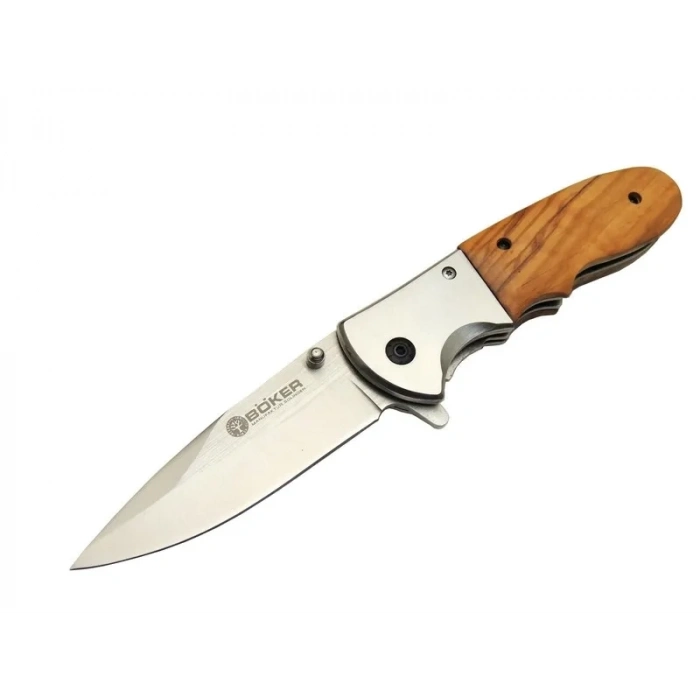 ÇOK SATAN Böker DA27 Kamp Çakı 20,5 cm - Manuel, Kemerlikli, Ahşap Sap