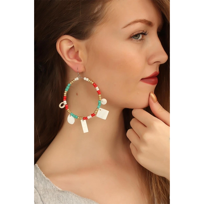 ÇOK SATAN Boncuklu Bayan Halkalı Küpe