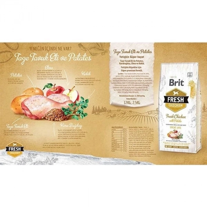 ÇOK SATAN Brit Fresh Tavuk ve Patatesli Yetişkin Köpek Maması 12 Kg
