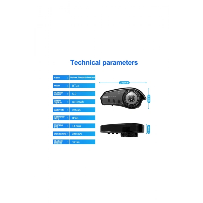 ÇOK SATAN Bt35 Kask Kulaklık Bluetooth 5.0 Motosiklet Interkom Su Geçirmez Kablosuz Kulaklık