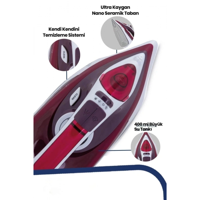 ÇOK SATAN Buharlı Kablolu Ütü 2200 Watt Kireçlenme Önleyici Şok Buharlı