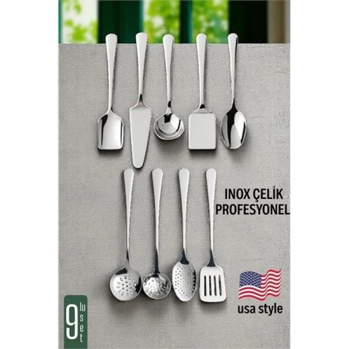ÇOK SATAN BX Amerikan Tip Servis Seti 9 Parça - Profesyonel Paslanmaz Çelik Çeyiz Seti