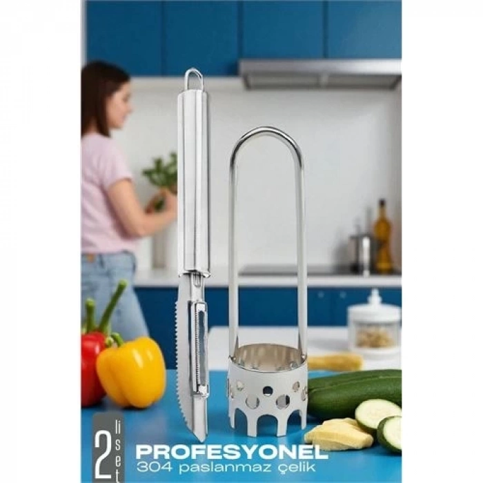 ÇOK SATAN BX Dolmalık Biber Oyacağı Soyacak Seti - Sebze Oyacağı - Profesyonel Çelik 2 li set